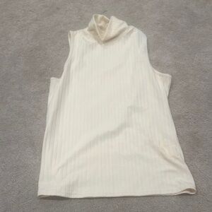 Sleeveless Cream Turtleneck Top